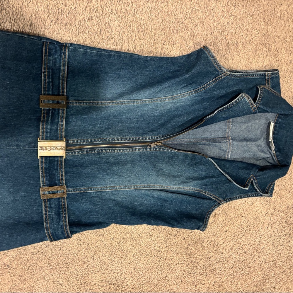Y2K Denim Jumpsuit with Belt - Picture 5 of 12